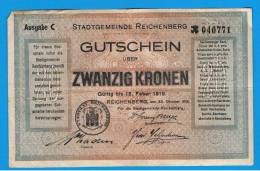 ALEMANIA - GERMANY -  REIDENBERG  20 Kronen 1919 MBC+ - 1° Guerra Mondiale