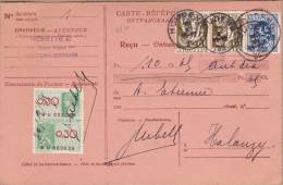 9806# BELGIQUE CARTE RECEPISSE Obl HOUDENG 1935 Pour HALANZY LIBRAIRIE TIMBRE FISCAL - Covers & Documents