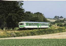 CF 53 Train, Locomotive, Autorail X 4595 Roscoff Traversée Champ D'artichauts Après ST POL De Léon - Saint-Pol-de-Léon