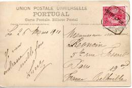 PORTUGAL CARTE POSTALE POUR LA FRANCE 1911 - Postmark Collection