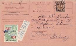 9819# BELGIQUE CARTE RECEPISSE AVISE Obl DISON ANDRIMONT 1932 HALANZY LIBRAIRIE TIMBRE FISCAL - Lettres & Documents