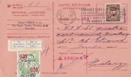 9823# BELGIQUE CARTE RECEPISSE AVISE Obl BRUXELLES BRUSSEL 1932 HALANZY LIBRAIRIE TIMBRE FISCAL - Documentos