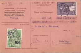 9826# BELGIQUE CARTE RECEPISSE Obl TAMINES 1930 HALANZY LIBRAIRIE TIMBRE FISCAL - Documents