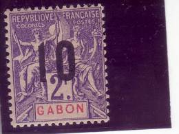 GABON-2 FR-OVERPRINT 10-FRANCE COLONIES-1912 - Unused Stamps