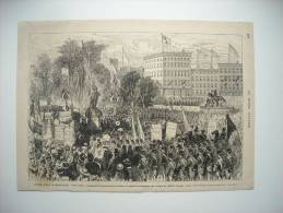 GRAVURE 1876. ETATS-UNIS. NEW-YORK. INAUGURATION DE LA STATUE DU GENERAL DE LAFAYETTE, SUR LA PLACE DE L’UNION-SQUARE. - Estampes & Gravures