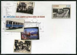 2012 San Marino, Biglietto Postale 80° Anniversario Ferrovia Rimini - San Marino Treni Stazioni, Nuovo - Interi Postali