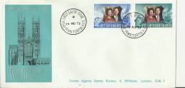 BRITISH VIRGIN ISLANDS 1972 - FDC ROYAL SILVER WEDDING   W 2 STS OF 15-25 C  POSTM. TORTOLA NOV 24, 1972 REBVI 17 - Britse Maagdeneilanden