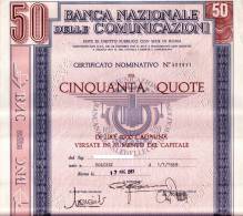 ROMA - 50 Quote Di Lire 1000 /  Banca Nazionale Delle Comunicazioni _ 17 Maggio 1983 - Banco & Caja De Ahorros