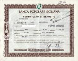 RACALMUTO  /  Banca Popolare Siciliana - Certificato Di Deposito Di Lire 20.000.000 - Banco & Caja De Ahorros