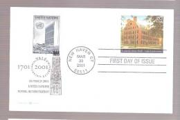 FDC Postal Card - Connecticut Hall, Yale University Plus United Nations Stamp And Postmark - 2001-2010