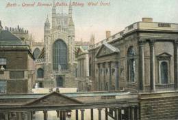 (432) Very Old Postcard - Carte Ancienne - UK - Grand Roman Baths Abbey West Front - Bath