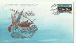BRITISH VIRGIN ISLANDS 1979 - FD CARD - COUSTEAU SOCIETY SERIE - CONSERVATION - SPINY LOBSTER  W 1 ST OF 5 C POSTM FEB 1 - Iles Vièrges Britanniques