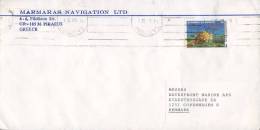 Greece MARMARIS NAVIGATION Ltd. PIREUS 1989 Cover Lettera To Denmark Meeres Fauna - Lettres & Documents