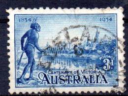 AUSTRALIA 1934 Centenary Of Victoria -Melbourne And River Yarra 3d. - Blue   FU - Gebraucht