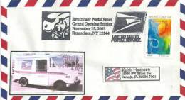 USA. Vehicule Postal Americain De La Poste (USPS) Rensselaer Grand Opening. New-York. Enveloppe Souvenir 2003 - Vrachtwagens