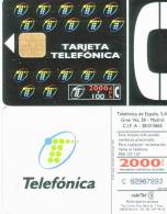 Télécarte  Téléfonica 2000+100PTA Telefonica 01/95   Vide TTB état  LUXE**** - Collections