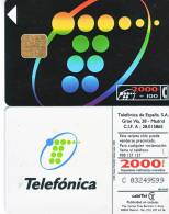 Télécarte  Téléfonica 2000+100PTA Telefonica 06/94   Vide TTB état Proche Du  LUXE**** - Sammlungen