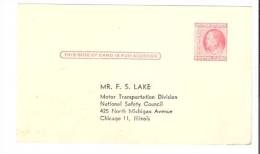 Postal Card - Franklin - Motor Transportation Division, National Safety Council, Chicago, Il - 1941-60