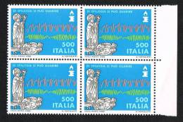 Italia 1988 -  Quartina £. 500 Lotta Contro L´epilessia S. Valentino Nuovi** Integri - Blocks & Sheetlets