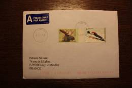 TIMBRES SUR LETTRE ELAN ET SAUT A SKI - Covers & Documents