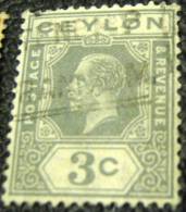 Ceylon 1912 King George V 3c - Used - Ceylan (...-1947)