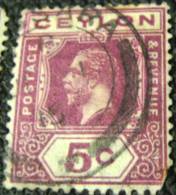Ceylon 1912 King George V 5c - Used - Ceylan (...-1947)