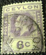 Ceylon 1912 King George V 6c - Used - Ceylon (...-1947)