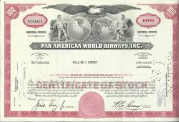 TOP!! PAN AMERICAN WORLD AIRWAYS, INC. * NAMENS AKTIE ROT * 100 SHARES * N783422 * 1969 * AMERICAN EAGLE **!! - Aviazione