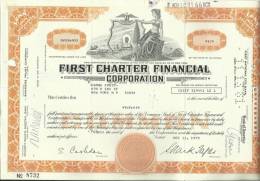 TOP!! FIRST CHARTER FINANCIAL CORP. * NAMENS AKTIE * 12 SHARES * DV154932 * 1975 * ALLEGORIE **!! - Banco & Caja De Ahorros