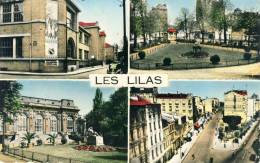 Les Lilas  Les Ecoles-Le Square-Salle Des Fêtes-Le Métro  Cpsm Format  Cpa Coin Bas Droit Plié Voir Scan - Les Lilas