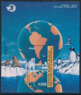 CHILE 1989 World Stamp Expo '89 ANTARTICA-ARTICO, Penguins Polar Bear Walruses Wildlife Minisheet** - Research Stations