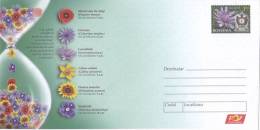 FLOWERS WATCH, COVER STATIONERY, ENTIERE POSTAUX, 2013, ROMANIA - Clocks