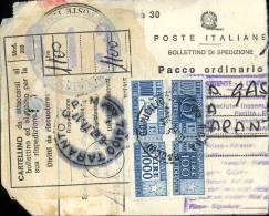 STORIA POSTALE PACCHI ALTI VALORI 2 X 1000 LIRE 1977 FRAMMENTO - Postpaketten