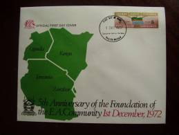KUT 1972 5th.Anniv Of EAST AFRICAN COMMUNITY  5/- STAMP On OFFICIAL ILLUSTRATED FDC. - Kenya, Uganda & Tanzania
