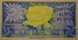 INDONESIA 5 RUPHIA 1959 PICK 65 AUNC - Indonésie