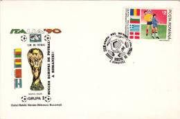 FOOTBAL, SOCCER, WORLD CHAMPIONSHIP ITALY 1990, COUPE DU MONDE ITALIE 1990, SPECIAL COVER, OBLIT CONC, ROMANIA - 1990 – Italien