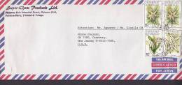 Trinidad & Tobago Airmail Par Avion SUPER-CHEM PRODUCTS Ltd., CLAYTON BAY 1991 Cover Brief United States Blumen Flowers - Trinidad & Tobago (1962-...)