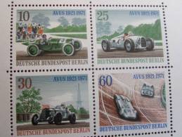 Deutsche Bundespost Berlin  Bloc Feuillet 4 Val 370/73 N°3 MNH **50e Anniversaire Courses Automobiles Avus Polychrome - Blocs
