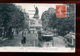 75 - Paris : La Rue Du Temple Et La Place De La République  (Animation-Tramways) - Arrondissement: 03