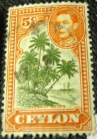 Ceylon 1938 Coconut Palms 5c - Used - Ceylan (...-1947)