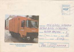 POSTAL TRUCK, CAMION DE COURRIER, COVER STATIONERY, ENTIERE POSTAUX, 1995, ROMANIA - Trucks