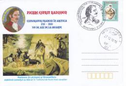 PIERRE ESPRIT RADISSON, EXPLORER, ANTARCTICA,  SPECIAL COVER, 2010, ROMANIA - Explorers