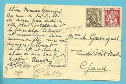 339+420 Op Kaart Met Stempel BRUGGE Met Naamstempel (griffe D´origine) BLANKENBERGHE - 1932 Ceres En Mercurius