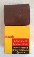 Kodak - Sacoche Cuir Pour Kodak Brownie Starlet Avec Sa Boite - NEUF - RARE - Zubehör & Material