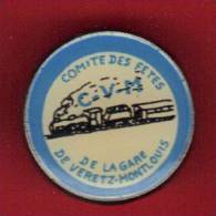 28277-pin's .train.SNCF.comité Des Fetes.gare De Veretz Montlouis. - TGV