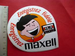 Autocollant Publicite MAXELL Enregistrement Cassette  Magnetophone - Pegatinas