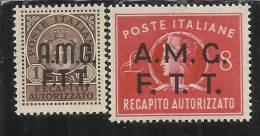 ITALY ITALIA TRIESTE A 1947 AMG-FTT OVERPRINTED RECAPITO AUTORIZZATO SERIE COMPLETA COMPLETE SET MNH BEN CENTRATA - Fiscales