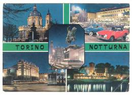 B2949 Torino Notturna - Piazza Castello - Basilica Di Superga - Piazza San Carlo - Auto Cars Voitures / Viaggiata 1969 - Multi-vues, Vues Panoramiques