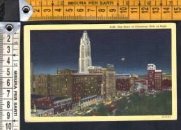 D2201 The Heart Of Columbus, Ohio At Night / High Street Showing Neil House, Huntington Bank And Deshler Wallick Hotel - Columbus