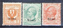 Simi, Isole Dell'Egeo 1912 SS 79 N. 1 - 3 MNH - Ägäis (Simi)